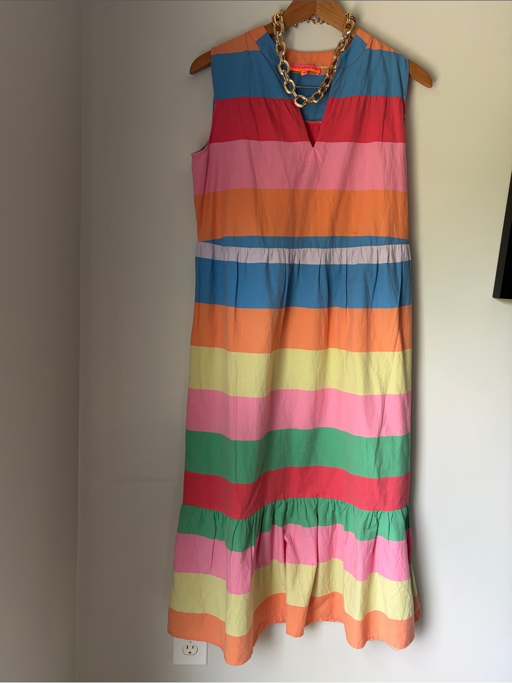 Vilagallo Women’s Colorblock Sleeveless Striped Dress